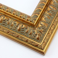 Ornate classical picture frame with gold foil