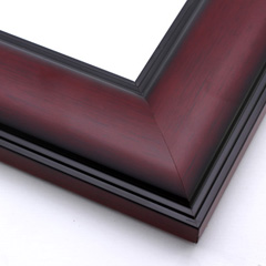 This wide frame features a smooth curve with bevelled inner and outer rims. The rich mahogany wash has a wood grain detail, and fades to black at the edges.

3 " width: ideal for large and oversize artwork. Allow the rustic wood face to highlight a bucolic nature painting or photograph, or match the black edges to a contemporary print.