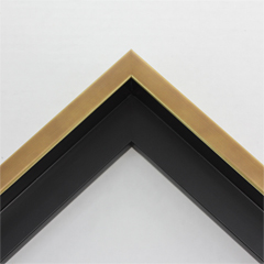 Elegant 1" floater frame. This muted bronze-gold floater frame has a slightly rounded profile. The bronze-gold face, profile, and black interior have a satin finish.